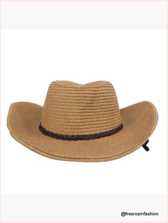 Western Cowboy Straw Hat Roll Up Fedora Sun Hat for Men Women